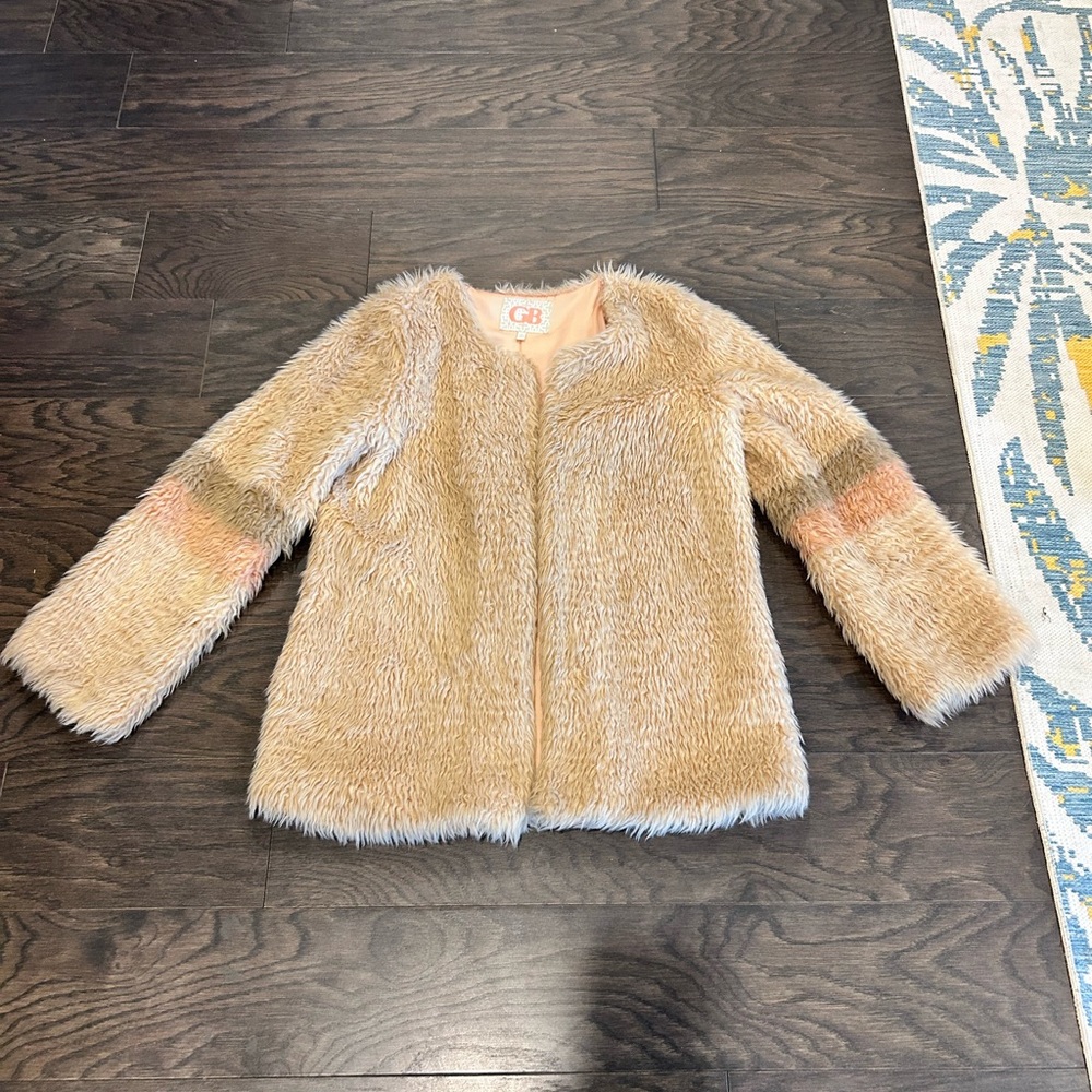 Gianni Bini Beige Faux Fur Jacket